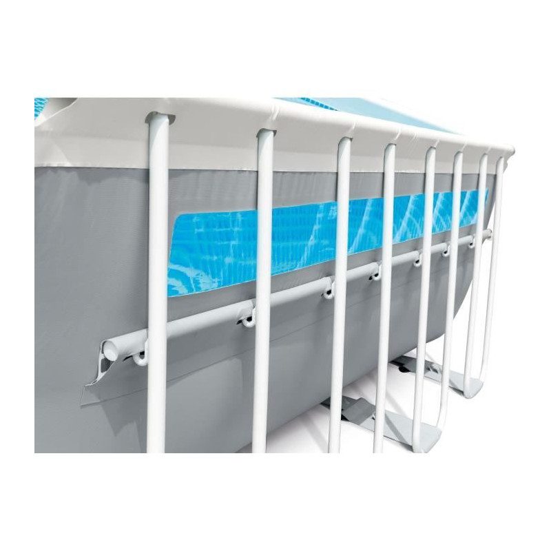 Kit piscine tubulaire rectangulaire CLEARVIEW - Structure métal - Epurateur+Echelle de sécurité+Bâche+Tapis - L4 x P2 x H1,2