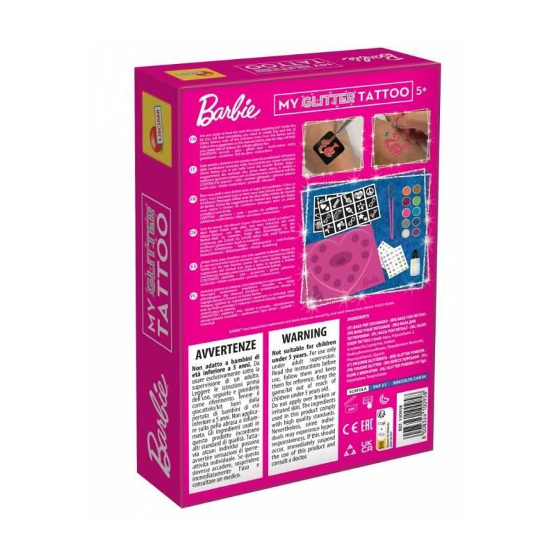 Kit de tatouages pailletés Barbie - LISCIANI GIOCHI - Créez des tatouages colorés et scintillants