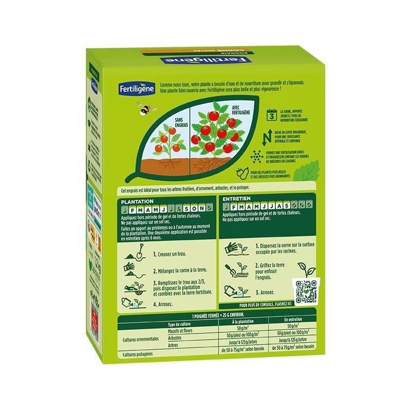 Engrais corne broyée UAB FERTILIGENE - FCOR12 - 1,2 kg - Pour l'enracinement -1 application pour 3 mois