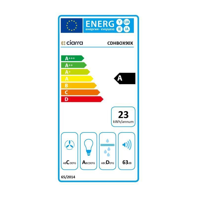 Hotte murale BOX CIARRA CDHBOX90X - 90 CM - INOX