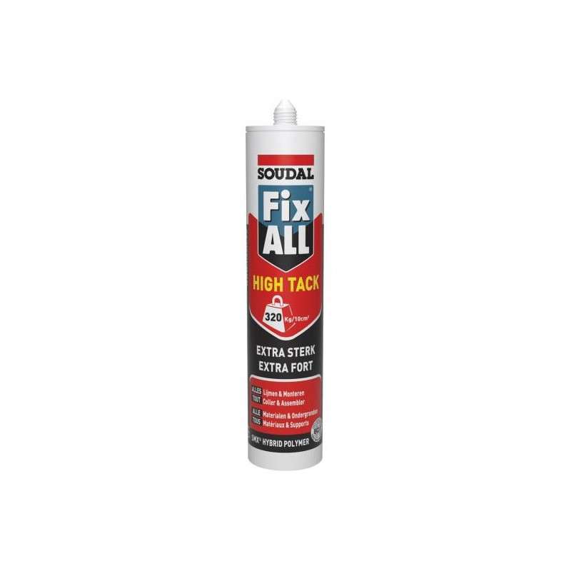 Mastic colle Fix All High Tack blanc cartouche 290ml SOUDAL 100268