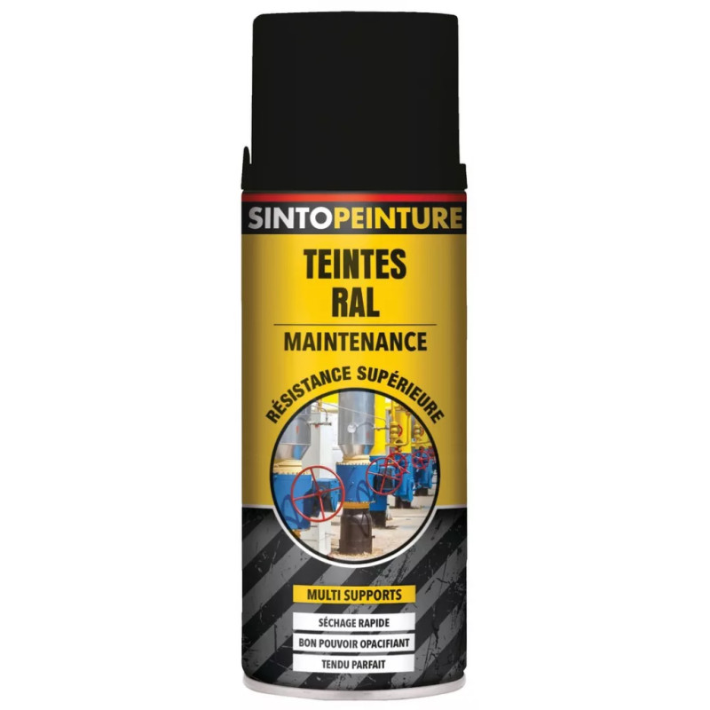 Aérosol noir billant RAL9005 400ml peinture de maintenance SINTO 920375