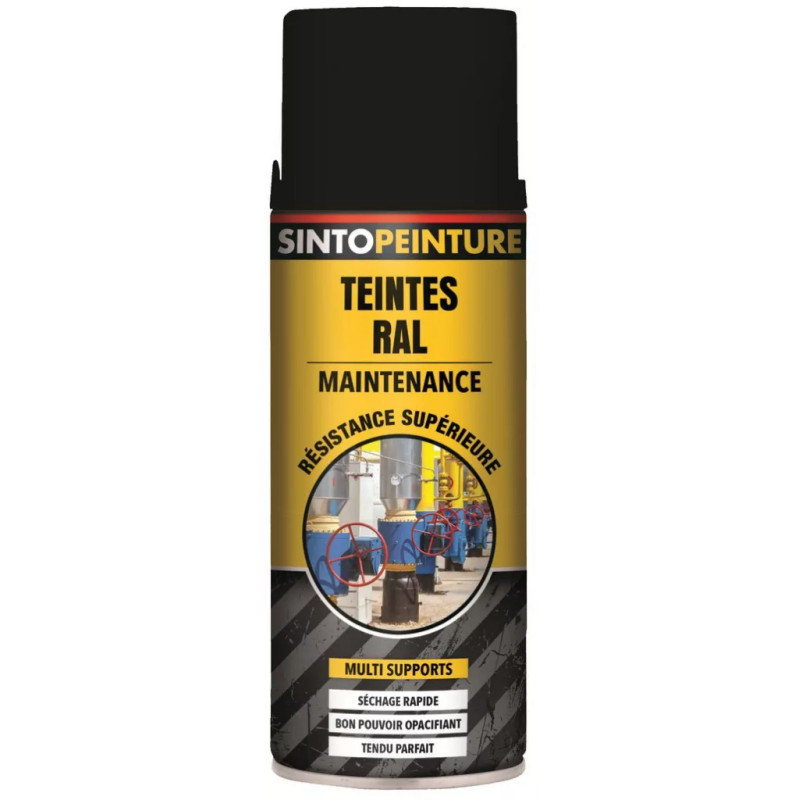 Aérosol noir satiné RAL9005 400ml peinture de maintenance SINTO 920370