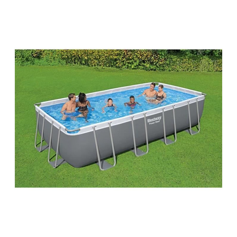 Kit Piscine hors sol tubulaire BESTWAY - Power steel™ - 549 x 274 x 122 cm - Rectangulaire (Filtre a sable, échelle, bâche)