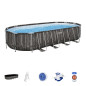 Kit Piscine hors sol tubulaire BESTWAY - Power Steel™ - 732 x 366 x 132 cm - Ovale (Inclus épurateur a Cartouche + échelle +