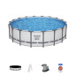 Kit Piscine hors sol tubulaire BESTWAY - Steel Pro Max - 549 x 132 cm - Rectangulaire (Inclus filtre a cartouche + échelle + b