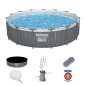 Kit Piscine hors sol tubulaire BESTWAY Steel Pro Max™ 457 x 107 cm - Ronde (Avec filtre a cartouche, échelle, bâche, lumiere