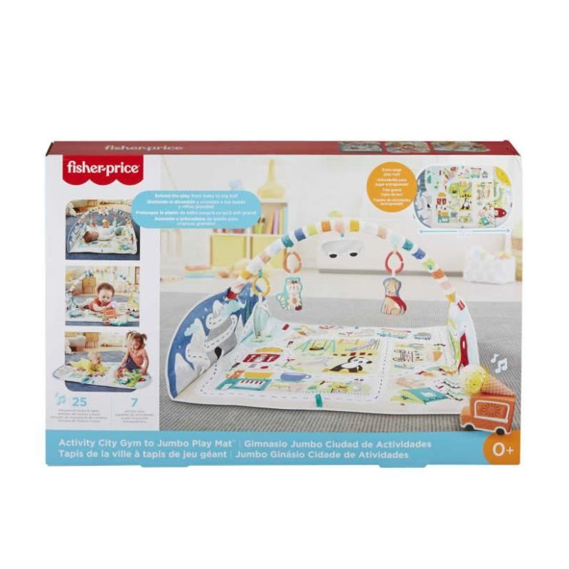 Fisher-Price Tapis d'éveil Évolutif Extra-large, Musique, Lumieres et Jouets Amovibles, des la Naissance, GRV42