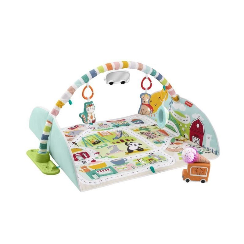 Fisher-Price Tapis d'éveil Évolutif Extra-large, Musique, Lumieres et Jouets Amovibles, des la Naissance, GRV42