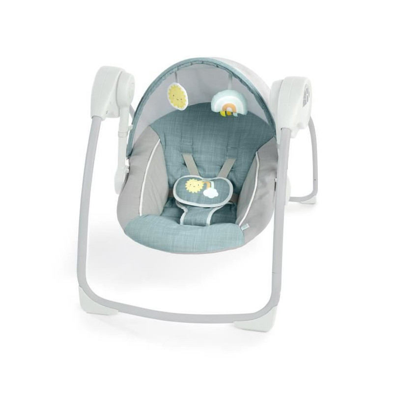 Ity by INGENUITY Sun Valley Canopy Portable Swing - Auvent, 2 jouets, siege inclinable 2 positions - Unisexe - 0-9 mois - Gris