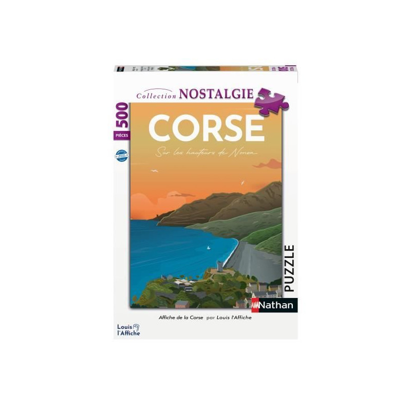 Nathan-Puzzle 500 pieces-Affiche de la Corse/Louis l'Affiche-Des 10 ans-Puzzle de qualité supérieure-Collection Nostalgie-8782