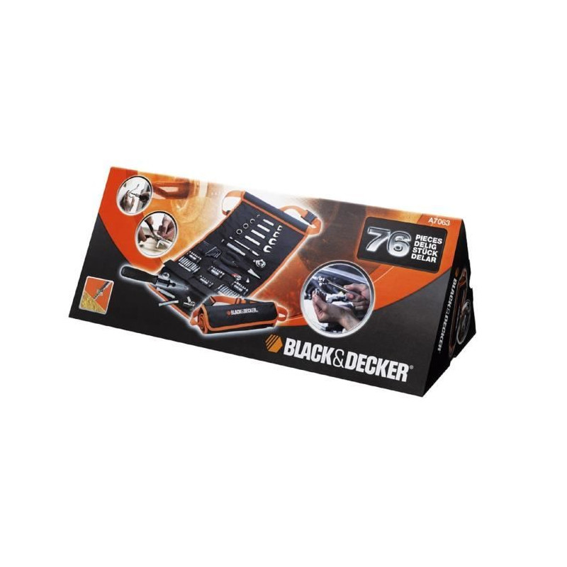 Kit d'outillage (77 pieces) BLACK+DECKER - A7063-QZ (Livré en rangement textile)