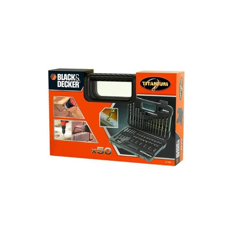 Coffret de perçage et vissage BLACK+DECKER - A7188-XJ - 50 accessoires titanium