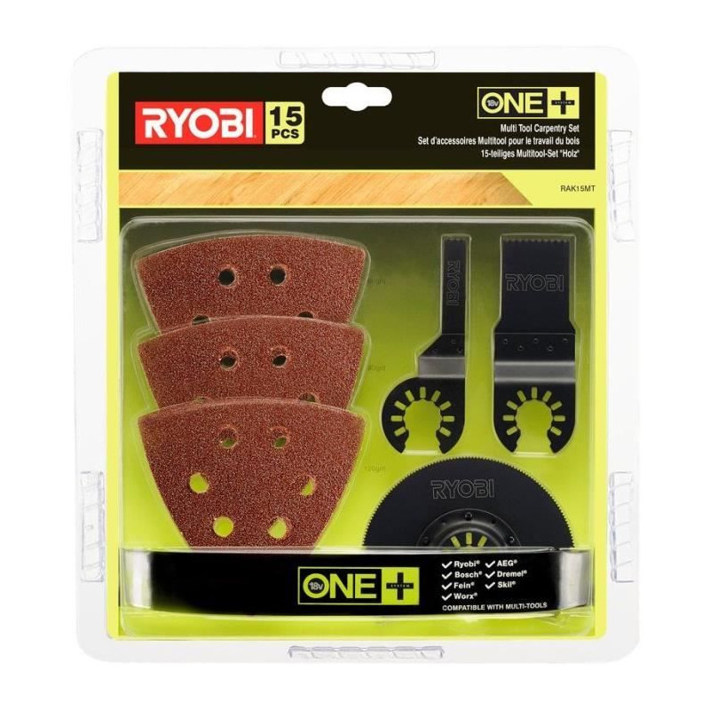 Kit spécial bois 15 pieces RYOBI multitool OnePlus RAK15MT