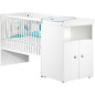 Lit bébé combiné évolutif - BABY PRICE - Basic - Blanc - Bouton coeur blanc -60 x 120 cm