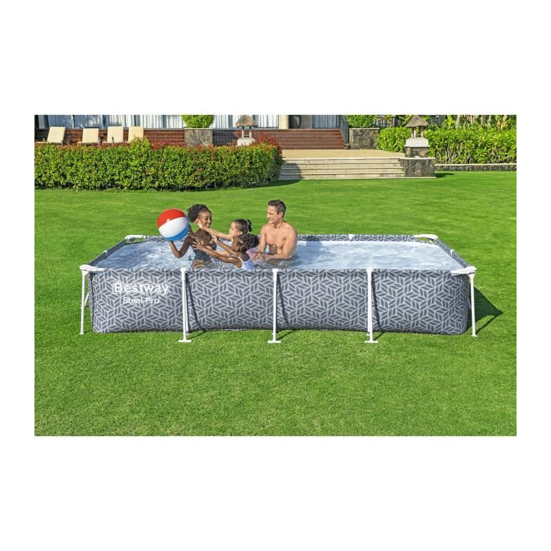 Kit Piscine hors sol tubulaire BESTWAY - Steel Pro™ - 366 x 201 x 66 cm - Rectangulaire (Inclus épurateur a Cartouche)