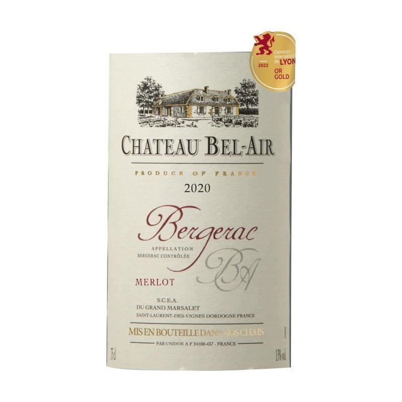 Château Bel-Air 2020 Bergerac - Vin rouge du Sud Ouest