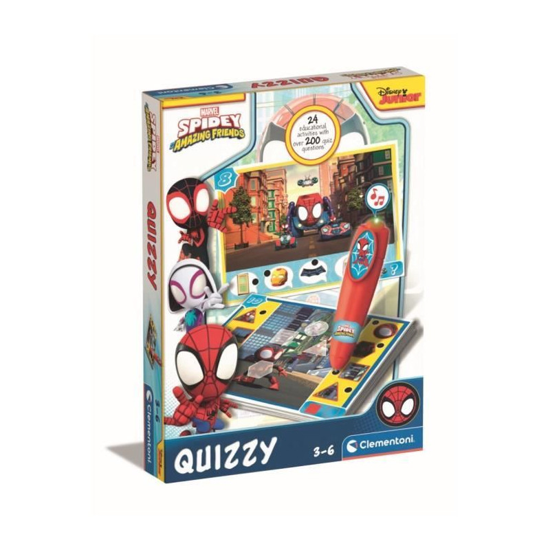 Clementoni - Quizzy - Spidey - Jeu interactif avec 200 Quizz + un stylo électronique - Dés 3 ans