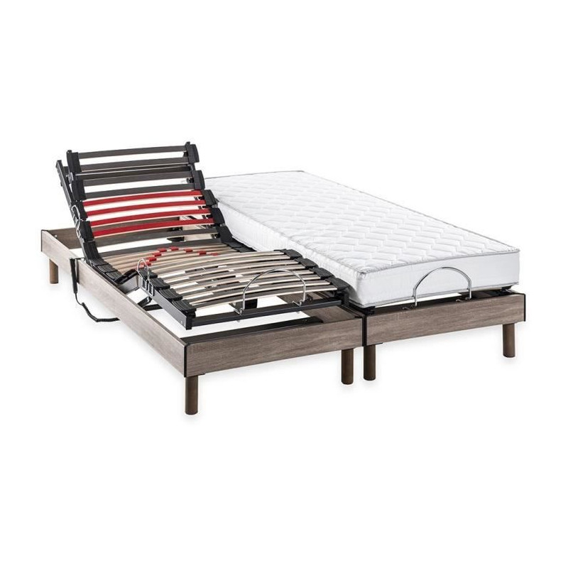 Ensemble matelas+sommier relaxation électrique COMFORT - 2x90x200 cm - Matelas mousse - DEKO DREAM Samba