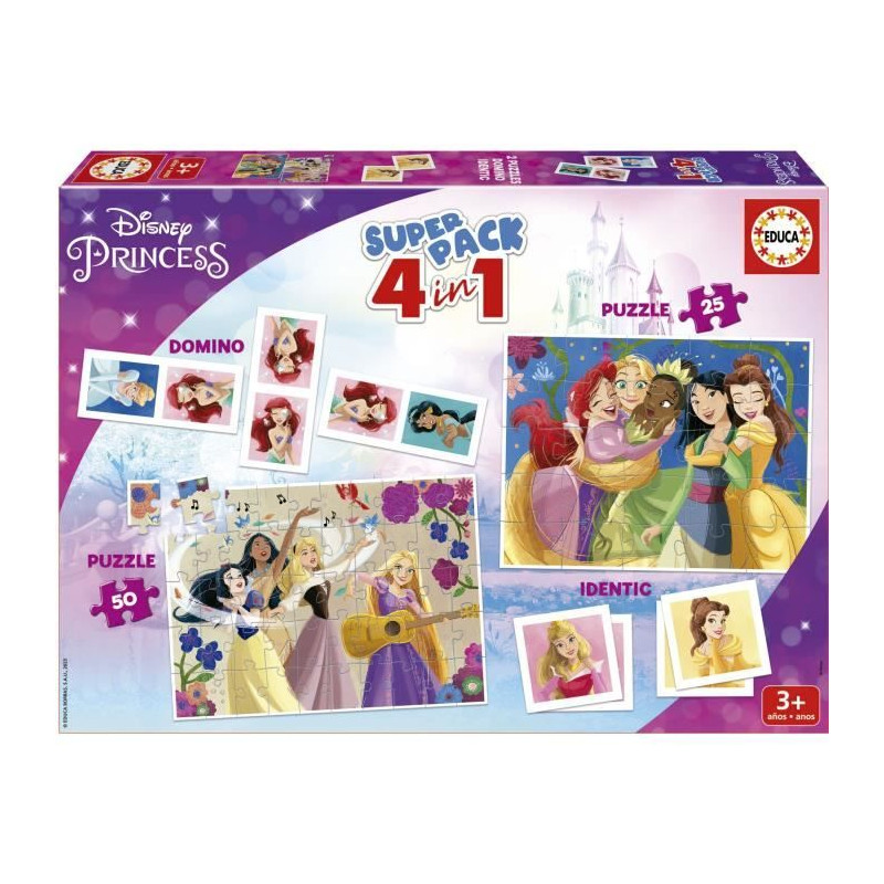 2 jeux éducatifs basiques et 2 puzzles - EDUCA - Educa Superpack Disney Princess