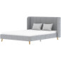 Lit adulte REMSEN - 140 x 190 cm - Sommier inclus - Gris foncé