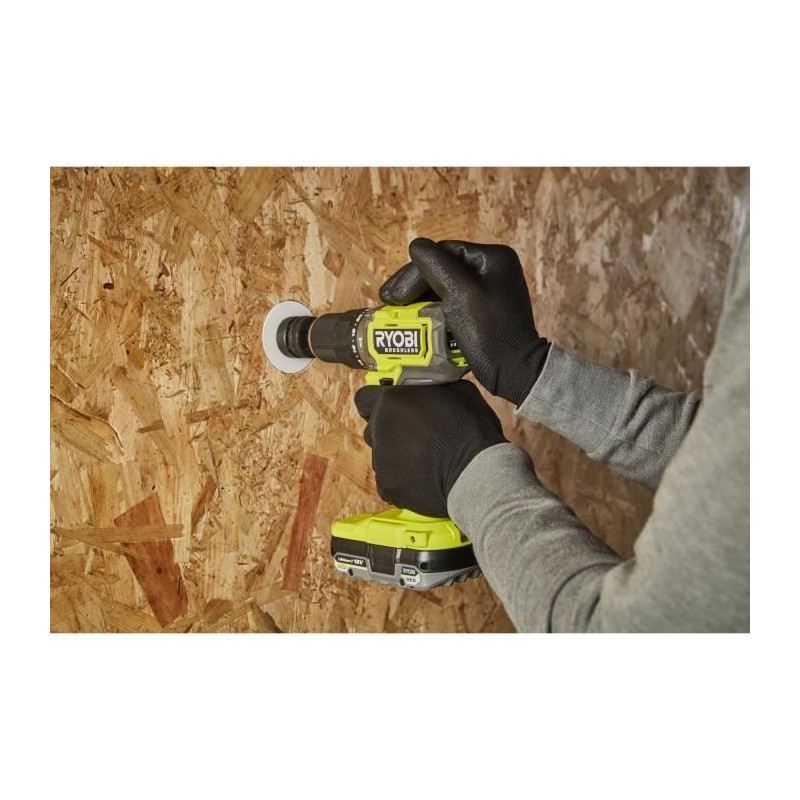 RYOBI - Perceuse-visseuse a percussion BRUSHLESS 18V ONE+ 54 Nm - 2 batteries 4 & 2 Ah, chargeur & sac de transport - RPD18BL1-2