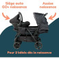 Poussette double jumeaux - BAMBISOL - Combiné Poussette Double + Siege Auto I-size - 4 roues - Noir