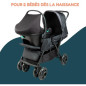 Poussette double jumeaux - BAMBISOL - Combiné Poussette Double + Siege Auto I-size - 4 roues - Noir