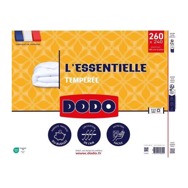 Couette Tempérée - DODO - L'ESSENTIELLE - 240/260 - 100% Polyester