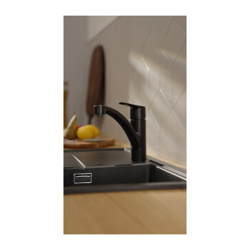 GROHE Start - 324412432 - Robinet de cuisine - Mitigeur monocommande évier - Noir mat - Bec bas - Rotation 140°