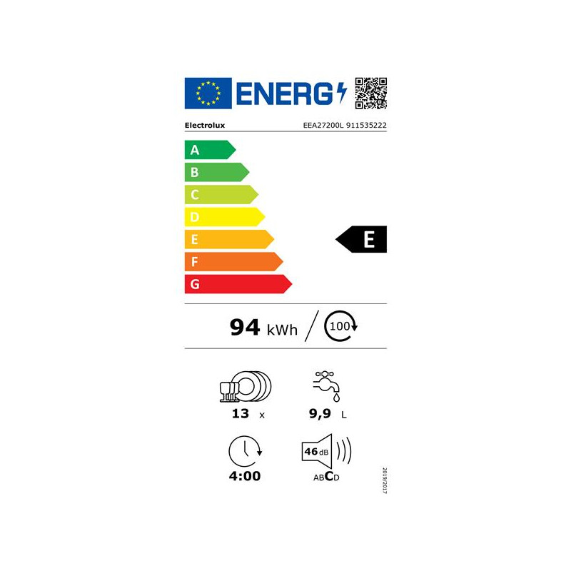 Lave-vaisselle tout intégrable 60cm - Série 300 QuickSelect - Gamme:Qui ELECTROLUX - EEA27200L