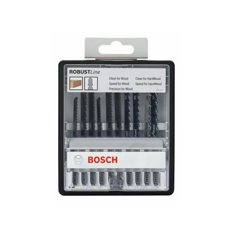 Kit de 10 lames de scie sauteuse Wood Expert, Robust line BOSCH 2607010540