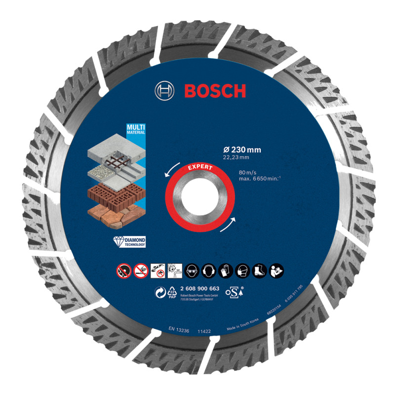 Disque à tronçonner diamanté Expert MultiMaterial 230x2,4x15mm BOSCH 2608900663