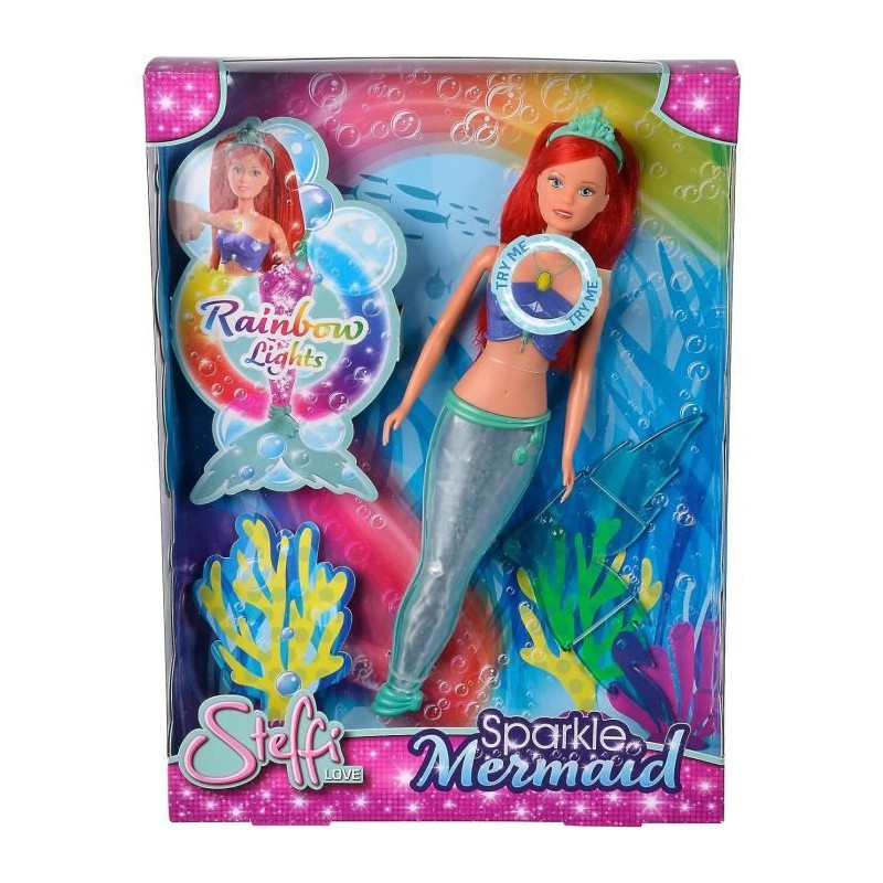 Steffi Love - Sirene luminesue - 29cm - Queue qui change de couleur - Des 3ans