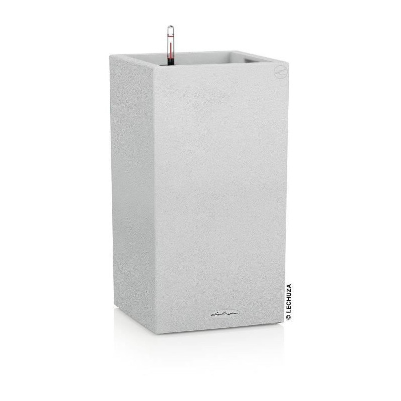 Pot de fleur LECHUZA Canto Stone Colonne 40 - kit complet, blanc quartz