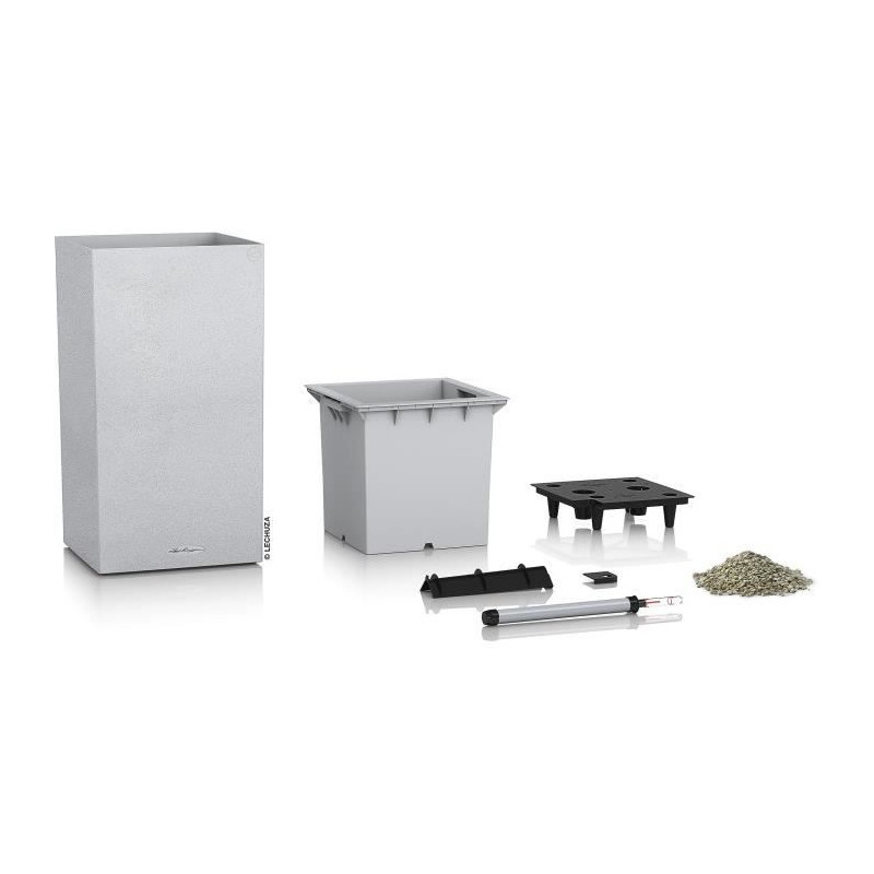 Pot de fleur LECHUZA Canto Stone Colonne 40 - kit complet, blanc quartz