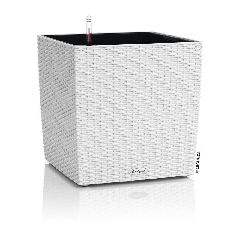 Pot de fleur LECHUZA Cube Cottage 50 - kit complet, blanc - Plastique - 14 L - 49 x 49 x 49,5 cm