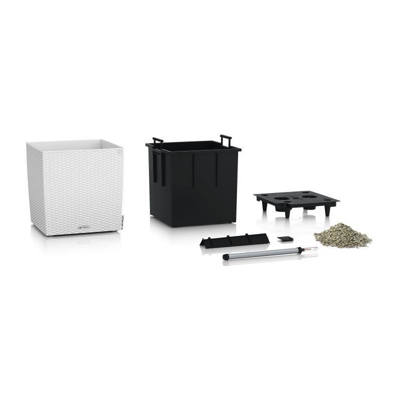 Pot de fleur LECHUZA Cube Cottage 50 - kit complet, blanc - Plastique - 14 L - 49 x 49 x 49,5 cm