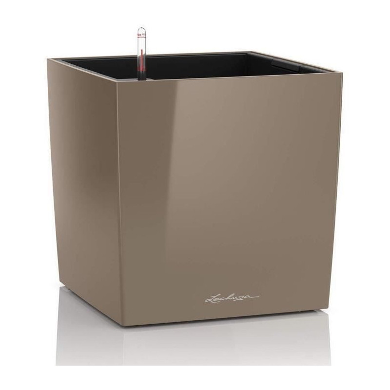 Pot de fleur LECHUZA Cube Premium 50 - kit complet, taupe brillant