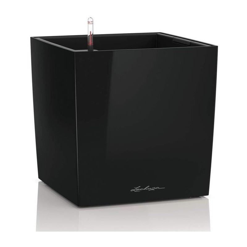 Pot de fleur LECHUZA Cube Premium 50 - kit complet, noir brillant