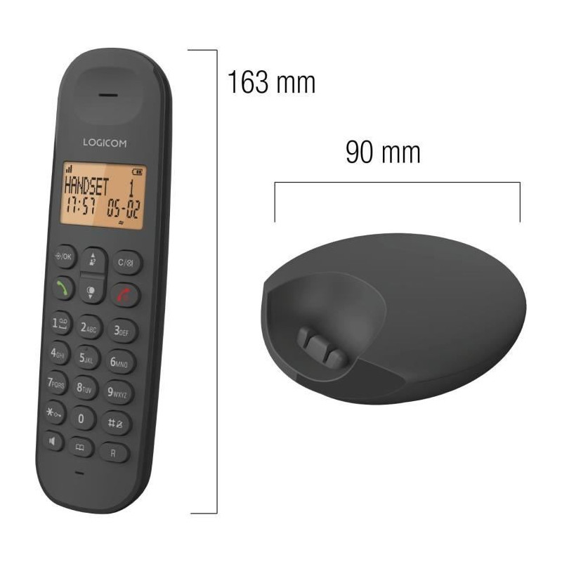 Téléphone fixe sans fil - LOGICOM - DECT ILOA 350 TRIO - Noir - Sans répondeur