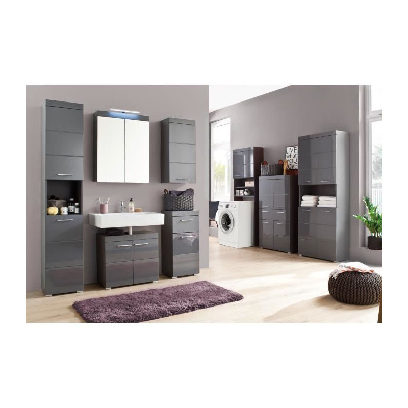 Meuble haut de salle de bain AMANDA - 1 porte - Gris - TRENDTEAM