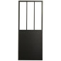 OPTIMUM - Kit porte coulissante + rail + bandeau Atelier - H.204xL.83xP.4 cm - Noir verre transparent