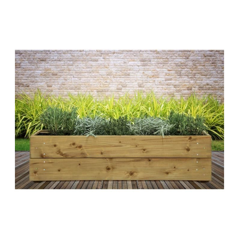 Jardinieres a fleurs EKJU - 75x18xh20 cm - Traitées en autoclave brun