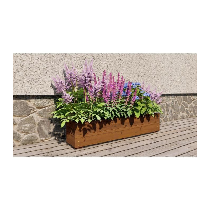 Jardinieres a fleurs EKJU - 95x18xh20 cm - Traitées en autoclave brun