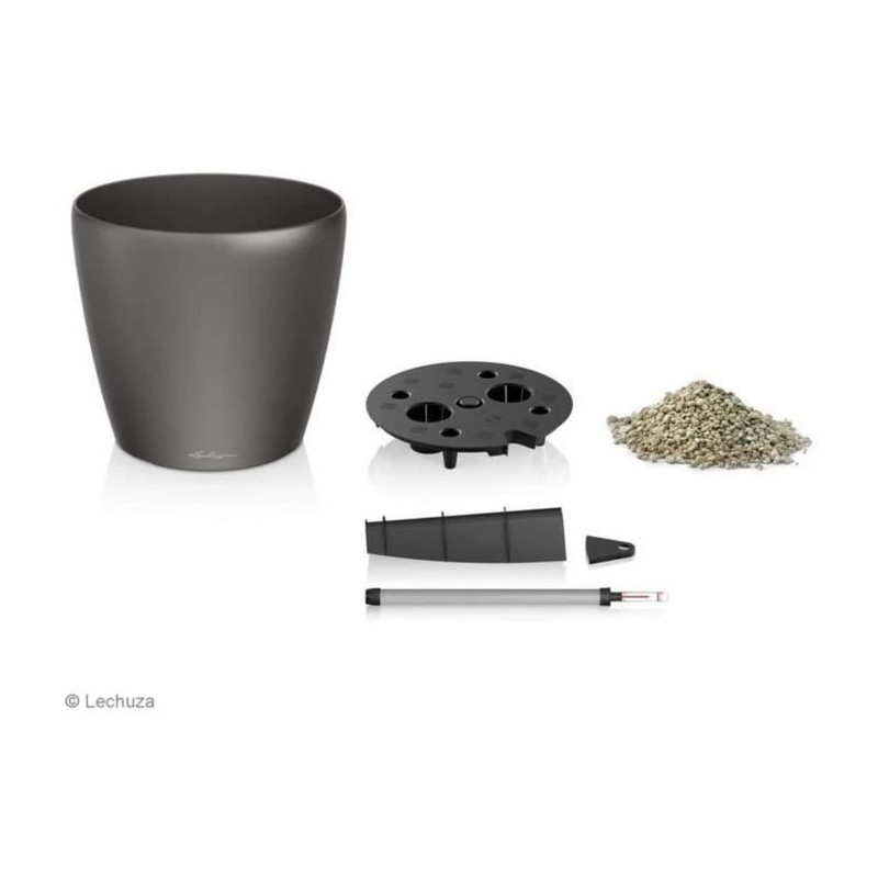 Pot de fleur LECHUZA Classico Premium 60 - kit complet, argent métallisé