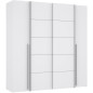 Armoire NARAGO - Décor Blanc mat - 2 portes coulissantes + 2 portes battantes + 2 penderies - L200 x P61 x H210 cm