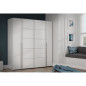 Armoire NARAGO - Décor Blanc mat - 2 portes coulissantes + 2 portes battantes + 2 penderies - L200 x P61 x H210 cm