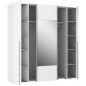 Armoire NARAGO - Décor Blanc mat - 2 portes coulissantes + miroir + 2 portes battantes + 2 penderies - L200 x P61 x H210 cm