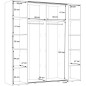 Armoire NARAGO - Décor Blanc mat - 2 portes coulissantes + miroir + 2 portes battantes + 2 penderies - L200 x P61 x H210 cm